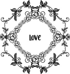 Template of card love, with beautiful wallpaper leaf floral frame. Vector