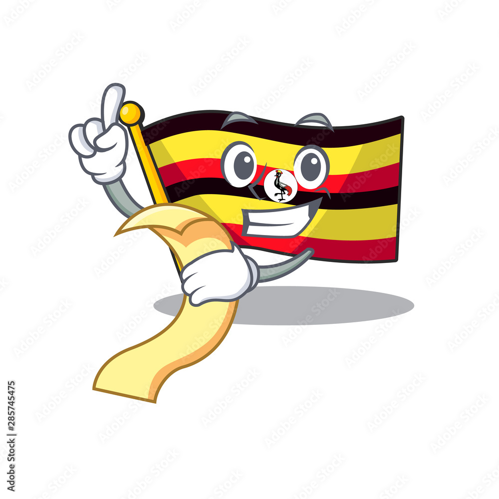 Wall mural With menu flag uganda isolated in the cartoon