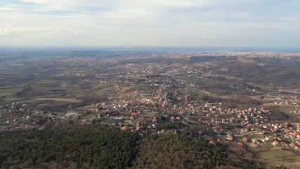 Fototapeta na wymiar aerial view on a city of Belgrade in serbia