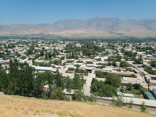 Obraz premium aerial view on the city of Panjakent in tajikistan