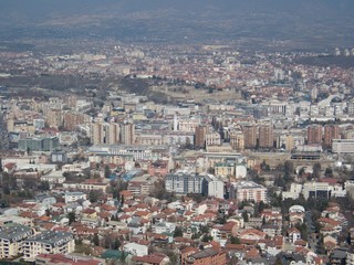 Fototapeta na wymiar aerial view on the city of skopje