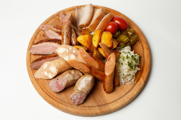 sausage meat cuts on a wood