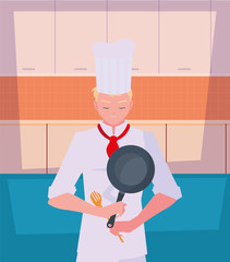 man chef preparation cooking vector ilustration