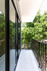 Modern black frame glass window tropical house