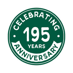 195 years anniversary logo template. Vector and illustration.