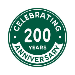 200 years anniversary logo template. Vector and illustration.