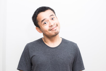 Attractive smiling asian handsome men wear casual shirt