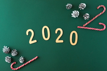 Happy New Year 2020 date on green background