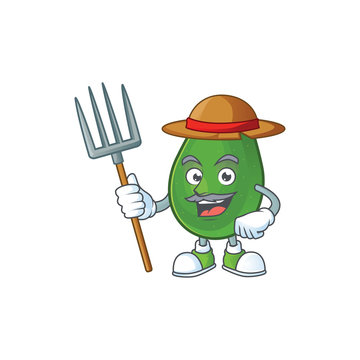 Farmer avocado fruit character on white background