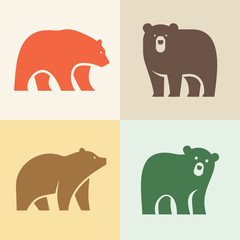Set of Bear logo. Icon design. Template elements