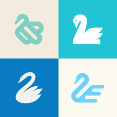 Set of Swan logo. Icon design. Template elements