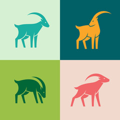 Set of Goat logo. Icon design. Template elements