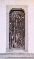 Ancient closed wooden door