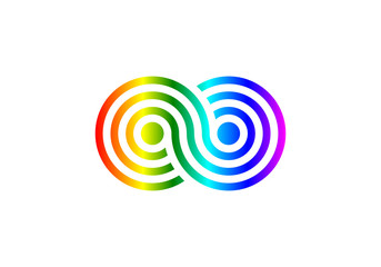 Rainbow Infinity sign. Line color gradient design pattern on white background. LGBT infinity of love.