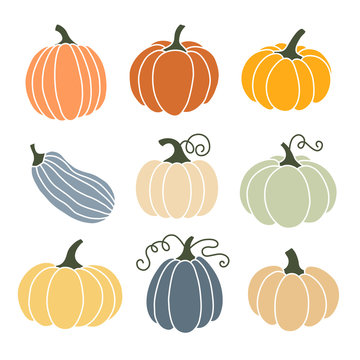A set of colored icons pumpkin.