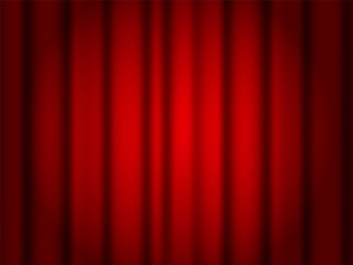 Vector illustration. Empty red closed curtains background.