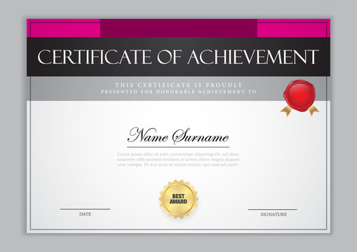 Certificate template with luxury pattern, diploma, vector illustration	