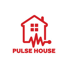 Pulse House Logo Template Design Vector, Emblem, Design Concept, Creative Symbol, Icon