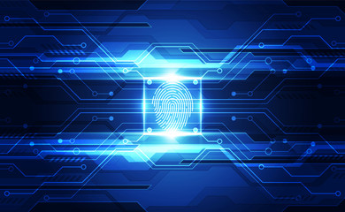Fingerprint integrated in a printed circuit, releasing binary codes. fingerprint Scanning Identification System. Biometric Authorization and Business Security Concept. Vector illustration background