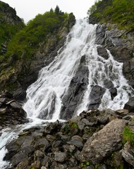 Fototapeta na wymiar Balea waterfall from Fagaras mountains