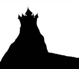 Castle on hill. Vector drawing