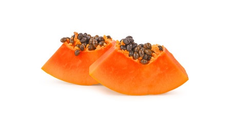 Slice ripe papaya isolated on the white background.