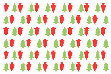Fototapeta na wymiar Seamless Christmas tree repeated pattern Wrapping paper design. Wallpaper background. Red and green color trees.