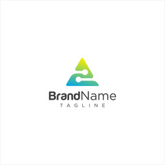 Triangle Letter A  Tech Logo Design Vector Stock Illustration