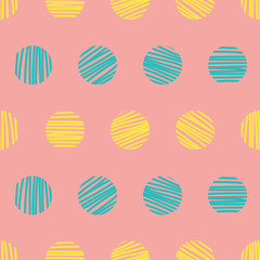 Vector pink circles with brush texture pattern. Suitable for gift wrap, textile or wallpaper.