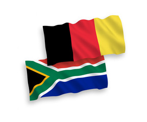 Flags of Belgium and Republic of South Africa on a white background