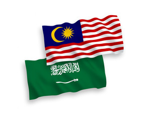 Flags of Saudi Arabia and Malaysia on a white background