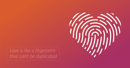Fingerprint vector style illustration of heart. Mono and gradient colors of heart icon modern background poster card