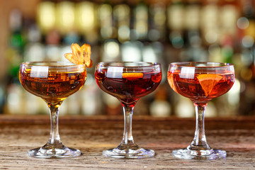 Set of cocktails on the bar