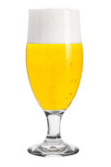 Glass of cold beer isolated on white background.