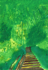 Obraz premium Bamboo Forest with Stairs into Uncertainty