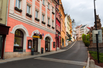 Fototapeta na wymiar Cosy street, nobody, Karlovy Vary, Czech Republic