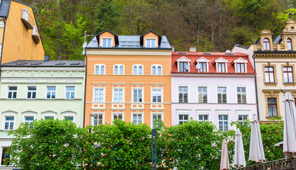 Old building facades, Karlovy Vary, Czech Republic