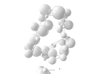 Gene lines and nodes, biological gene structure, 3d rendering.