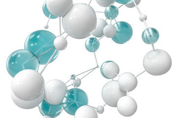 Gene lines and nodes, biological gene structure, 3d rendering.