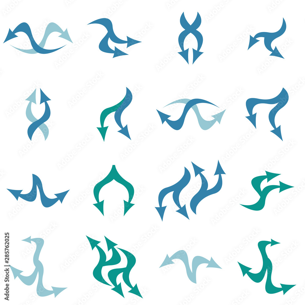 Poster concept arrows for web design and mobile apps. interface. abstract arrow icon. set of vector flat ar