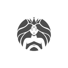 Beautiful woman's face logo design template