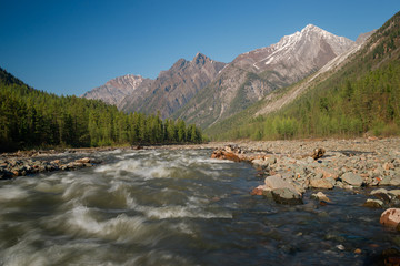 Shumak River in the Tunkinskie loach in mountains Eastern Sayan Eastern Siberia