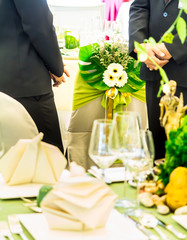 Waiting service waiters in luxury party..