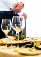 Waiting service waiters in luxury party..