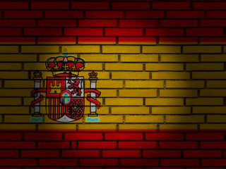Spain flag brick wall