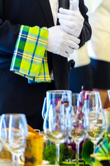 Waiting service waiters in luxury party..