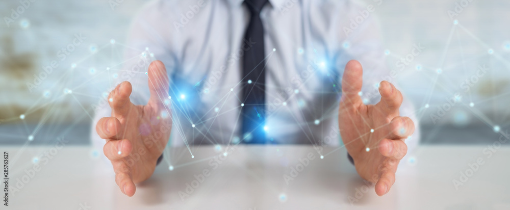 Leinwandbilder businessman using futuristic connection interface 3d rendering