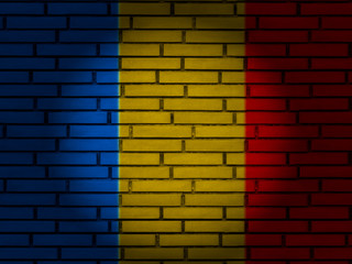 Romania flag brick wall