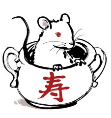砂糖壺に入るネズミ