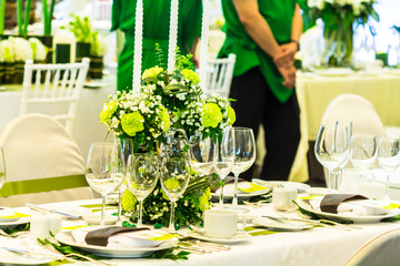 Waiting service waiters in luxury party..